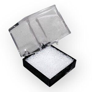 Clear Acrylic Cube Display Thumbnail Box Black Base w Hinge and Lid 1.25 Inches